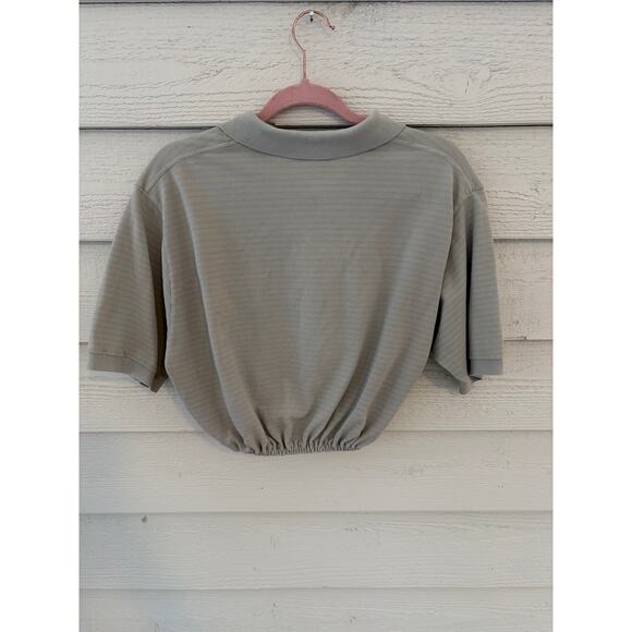 *POLO BY RALPH LAUREN* Preppy Gray/Green Crop Polo Pink Logo Women's M/L. - Picture 7 of 7